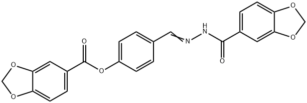 4-[2-(1,3-benzodioxol-5-ylcarbonyl)carbohydrazonoyl]phenyl 1,3-benzodioxole-5-carboxylate Structure