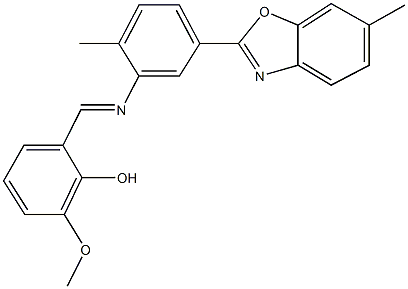 2-methoxy-6-({[2-methyl-5-(6-methyl-1,3-benzoxazol-2-yl)phenyl]imino}methyl)phenol Struktur
