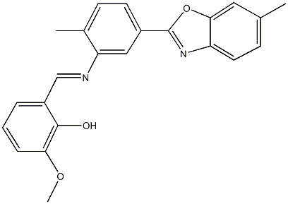 2-methoxy-6-({[2-methyl-5-(6-methyl-1,3-benzoxazol-2-yl)phenyl]imino}methyl)phenol 化学構造式