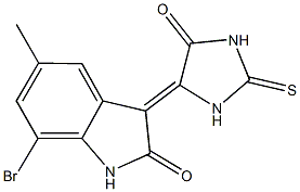 7-bromo-5-methyl-3-(5-oxo-2-thioxo-4-imidazolidinylidene)-1,3-dihydro-2H-indol-2-one 化学構造式