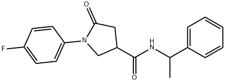 1-(4-fluorophenyl)-5-oxo-N-(1-phenylethyl)-3-pyrrolidinecarboxamide 化学構造式