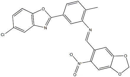 5-chloro-2-{3-[({6-nitro-1,3-benzodioxol-5-yl}methylene)amino]-4-methylphenyl}-1,3-benzoxazole|