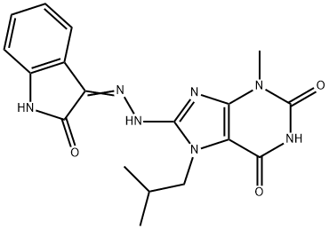 7-isobutyl-3-methyl-8-[2-(2-oxo-1,2-dihydro-3H-indol-3-ylidene)hydrazino]-3,7-dihydro-1H-purine-2,6-dione Structure