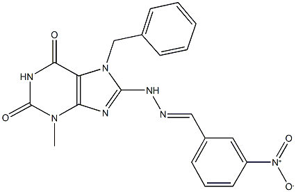 3-nitrobenzaldehyde (7-benzyl-3-methyl-2,6-dioxo-2,3,6,7-tetrahydro-1H-purin-8-yl)hydrazone 结构式