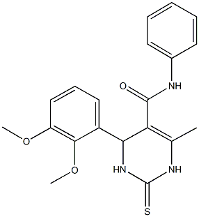 4-[2,3-bis(methyloxy)phenyl]-6-methyl-N-phenyl-2-thioxo-1,2,3,4-tetrahydropyrimidine-5-carboxamide Struktur