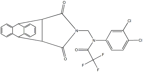 N-(3,4-dichlorophenyl)-N-[(16,18-dioxo-17-azapentacyclo[6.6.5.0~2,7~.0~9,14~.0~15,19~]nonadeca-2,4,6,9,11,13-hexaen-17-yl)methyl]-2,2,2-trifluoroacetamide 化学構造式