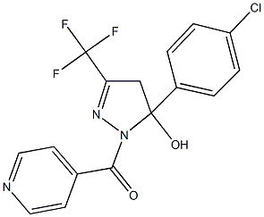 5-(4-chlorophenyl)-1-isonicotinoyl-3-(trifluoromethyl)-4,5-dihydro-1H-pyrazol-5-ol 化学構造式