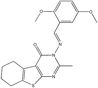 3-[(2,5-dimethoxybenzylidene)amino]-2-methyl-5,6,7,8-tetrahydro[1]benzothieno[2,3-d]pyrimidin-4(3H)-one Structure