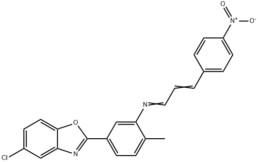 5-chloro-2-{3-[(3-{4-nitrophenyl}-2-propenylidene)amino]-4-methylphenyl}-1,3-benzoxazole Structure