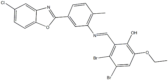 3,4-dibromo-2-({[5-(5-chloro-1,3-benzoxazol-2-yl)-2-methylphenyl]imino}methyl)-6-ethoxyphenol|