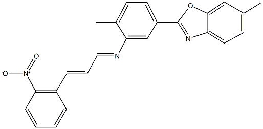 2-{3-[(3-{2-nitrophenyl}-2-propenylidene)amino]-4-methylphenyl}-6-methyl-1,3-benzoxazole Struktur