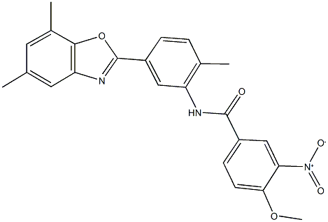 N-[5-(5,7-dimethyl-1,3-benzoxazol-2-yl)-2-methylphenyl]-3-nitro-4-methoxybenzamide Structure