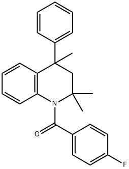 1-[(4-fluorophenyl)carbonyl]-2,2,4-trimethyl-4-phenyl-1,2,3,4-tetrahydroquinoline 化学構造式