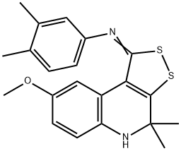 N-(3,4-dimethylphenyl)-N-(8-methoxy-4,4-dimethyl-4,5-dihydro-1H-[1,2]dithiolo[3,4-c]quinolin-1-ylidene)amine,331254-81-0,结构式