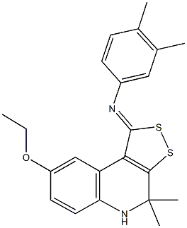 N-(3,4-dimethylphenyl)-N-(8-ethoxy-4,4-dimethyl-4,5-dihydro-1H-[1,2]dithiolo[3,4-c]quinolin-1-ylidene)amine Struktur