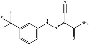 2-cyano-2-{[3-(trifluoromethyl)phenyl]hydrazono}ethanethioamide Struktur
