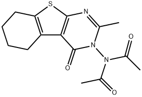 N-acetyl-N-(2-methyl-4-oxo-5,6,7,8-tetrahydro[1]benzothieno[2,3-d]pyrimidin-3(4H)-yl)acetamide Struktur