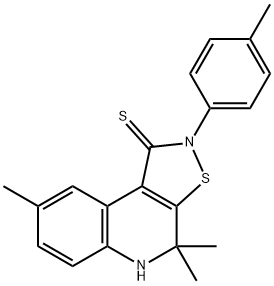 4,4,8-trimethyl-2-(4-methylphenyl)-4,5-dihydroisothiazolo[5,4-c]quinoline-1(2H)-thione 化学構造式