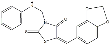 3-(anilinomethyl)-5-(1,3-benzodioxol-5-ylmethylene)-2-thioxo-1,3-thiazolidin-4-one Structure