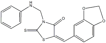 3-(anilinomethyl)-5-(1,3-benzodioxol-5-ylmethylene)-2-thioxo-1,3-thiazolidin-4-one,331261-35-9,结构式