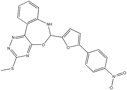6-(5-{4-nitrophenyl}-2-furyl)-3-(methylsulfanyl)-6,7-dihydro[1,2,4]triazino[5,6-d][3,1]benzoxazepine,331262-11-4,结构式