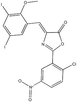 2-{2-chloro-5-nitrophenyl}-4-(3,5-diiodo-2-methoxybenzylidene)-1,3-oxazol-5(4H)-one 化学構造式