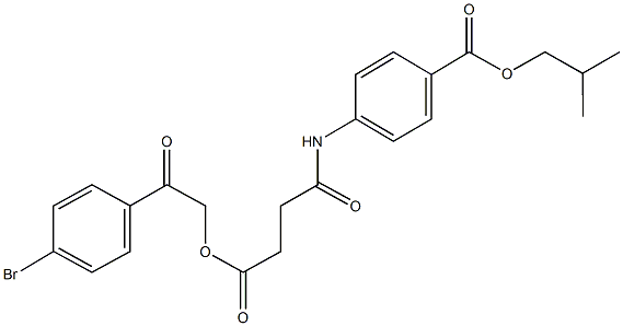 2-methylpropyl 4-[(4-{[2-(4-bromophenyl)-2-oxoethyl]oxy}-4-oxobutanoyl)amino]benzoate 化学構造式