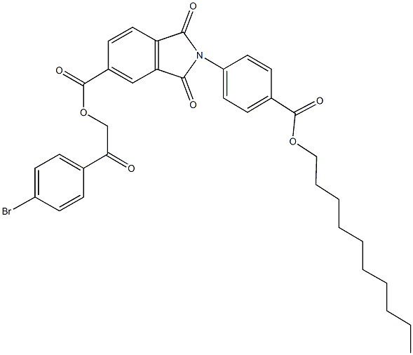 2-(4-bromophenyl)-2-oxoethyl 2-{4-[(decyloxy)carbonyl]phenyl}-1,3-dioxoisoindoline-5-carboxylate Structure