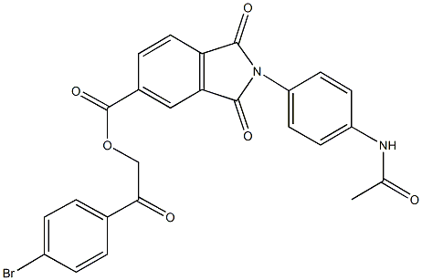 2-(4-bromophenyl)-2-oxoethyl 2-[4-(acetylamino)phenyl]-1,3-dioxo-2,3-dihydro-1H-isoindole-5-carboxylate Structure