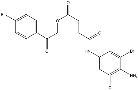 2-(4-bromophenyl)-2-oxoethyl 4-(4-amino-3-bromo-5-chloroanilino)-4-oxobutanoate Structure