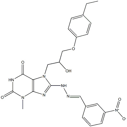 3-nitrobenzaldehyde {7-[3-(4-ethylphenoxy)-2-hydroxypropyl]-3-methyl-2,6-dioxo-2,3,6,7-tetrahydro-1H-purin-8-yl}hydrazone Structure