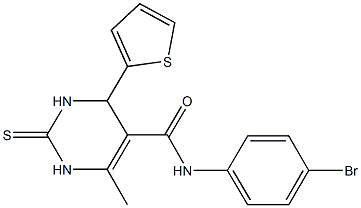 N-(4-bromophenyl)-6-methyl-4-(2-thienyl)-2-thioxo-1,2,3,4-tetrahydro-5-pyrimidinecarboxamide Struktur