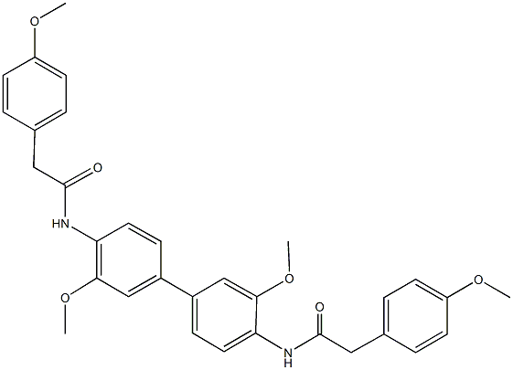 N-(3,3'-dimethoxy-4'-{[(4-methoxyphenyl)acetyl]amino}[1,1'-biphenyl]-4-yl)-2-(4-methoxyphenyl)acetamide Struktur