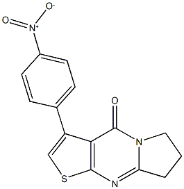 3-{4-nitrophenyl}-7,8-dihydropyrrolo[1,2-a]thieno[2,3-d]pyrimidin-4(6H)-one 化学構造式