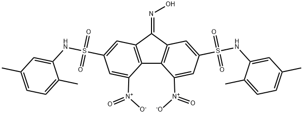 N~2~,N~7~-bis(2,5-dimethylphenyl)-9-(hydroxyimino)-4,5-bisnitro-9H-fluorene-2,7-disulfonamide 化学構造式