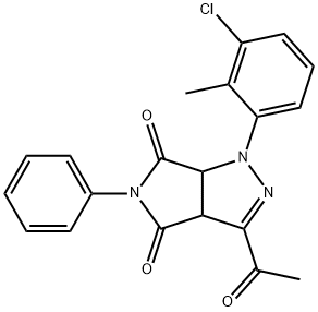 3-acetyl-1-(3-chloro-2-methylphenyl)-5-phenyl-3a,6a-dihydropyrrolo[3,4-c]pyrazole-4,6(1H,5H)-dione Struktur
