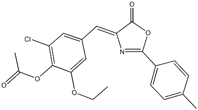 2-chloro-6-ethoxy-4-[(2-(4-methylphenyl)-5-oxo-1,3-oxazol-4(5H)-ylidene)methyl]phenyl acetate Structure