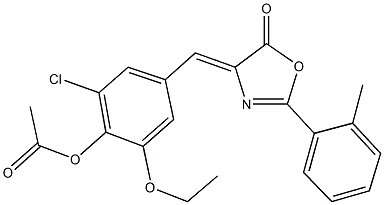 2-chloro-6-ethoxy-4-[(2-(2-methylphenyl)-5-oxo-1,3-oxazol-4(5H)-ylidene)methyl]phenyl acetate Structure