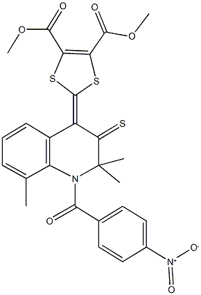 331416-84-3 dimethyl 2-(1-{4-nitrobenzoyl}-2,2,8-trimethyl-3-thioxo-2,3-dihydro-4(1H)-quinolinylidene)-1,3-dithiole-4,5-dicarboxylate