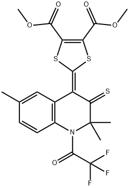 dimethyl 2-(2,2,6-trimethyl-3-thioxo-1-(trifluoroacetyl)-2,3-dihydroquinolin-4(1H)-ylidene)-1,3-dithiole-4,5-dicarboxylate Structure