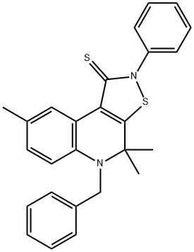 5-benzyl-4,4,8-trimethyl-2-phenyl-4,5-dihydroisothiazolo[5,4-c]quinoline-1(2H)-thione Struktur