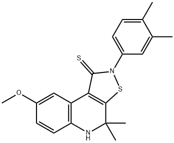 331417-13-1 2-(3,4-dimethylphenyl)-8-methoxy-4,4-dimethyl-4,5-dihydroisothiazolo[5,4-c]quinoline-1(2H)-thione