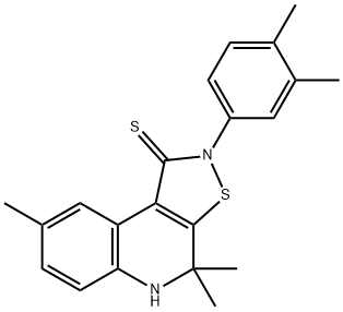 2-(3,4-dimethylphenyl)-4,4,8-trimethyl-4,5-dihydroisothiazolo[5,4-c]quinoline-1(2H)-thione 结构式