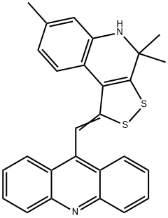 9-[(4,4,7-trimethyl-4,5-dihydro-1H-[1,2]dithiolo[3,4-c]quinolin-1-ylidene)methyl]acridine,331417-16-4,结构式