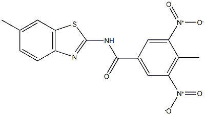 3,5-bisnitro-4-methyl-N-(6-methyl-1,3-benzothiazol-2-yl)benzamide Struktur