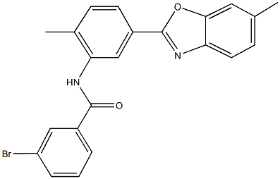 3-bromo-N-[2-methyl-5-(6-methyl-1,3-benzoxazol-2-yl)phenyl]benzamide,331418-01-0,结构式