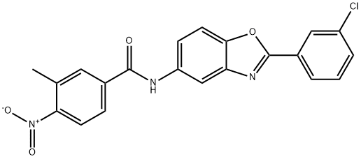 N-[2-(3-chlorophenyl)-1,3-benzoxazol-5-yl]-4-nitro-3-methylbenzamide Struktur