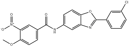 N-[2-(3-chlorophenyl)-1,3-benzoxazol-5-yl]-3-nitro-4-methoxybenzamide Structure