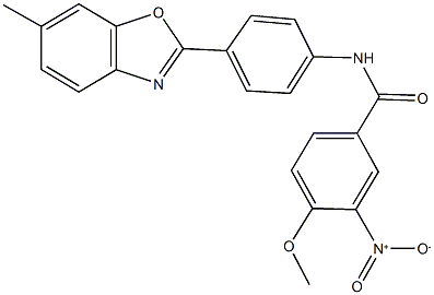 3-nitro-4-methoxy-N-[4-(6-methyl-1,3-benzoxazol-2-yl)phenyl]benzamide 化学構造式