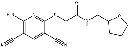 2-[(6-amino-3,5-dicyano-2-pyridinyl)sulfanyl]-N-(tetrahydro-2-furanylmethyl)acetamide 结构式